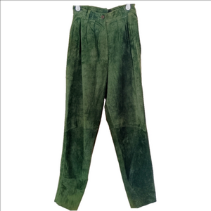 Switzer's Pants Women's Green Size 6‎ Genuine Leather Suede High Rise UNHEMMED